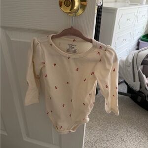 Carter's Cream Long-Sleeve Onesie with Red Candy Cane Print